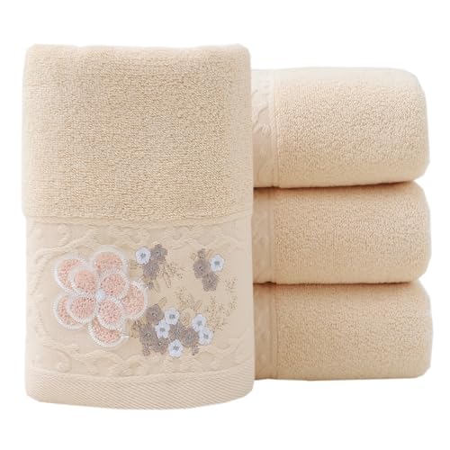 Embroidered Floral Pattern 100% Cotton Absorbent Soft Decorative Towel for Bathroom