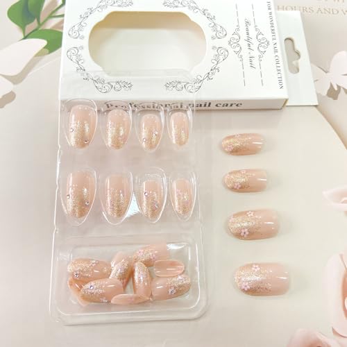 Press on Nails Ballerina Rhinestones Fake Nails Extra Long Stiletto Acrylic Nails Glossy Artificial Glue on Nails for Women