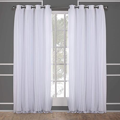 Exclusive Home Catarina Layered Solid Room Darkening Blackout and Sheer Grommet Curtain Panel