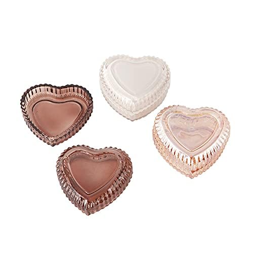 Heart-Shaped Crystal Glass Jewelry Box with Embossed Design and Lid