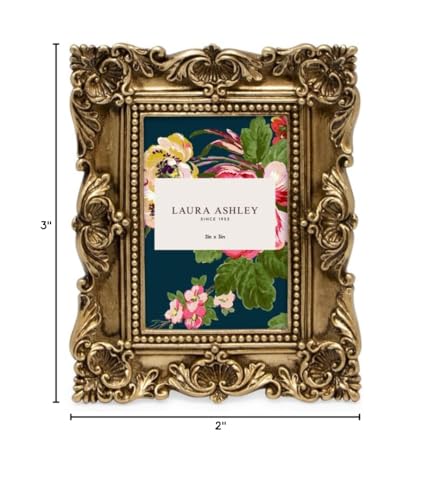 Laura Ashley 2x3 Ornate Resin Picture Frame – Handcrafted Floral Design with Easel for Tabletop and Wall Display