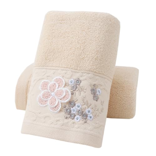 Embroidered Floral Pattern 100% Cotton Absorbent Soft Decorative Towel for Bathroom