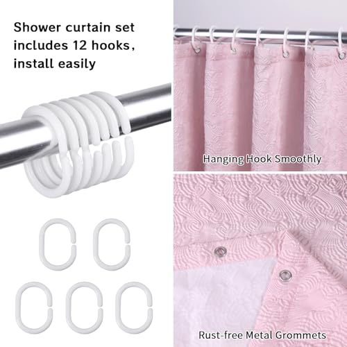 Modern Cute Shower Curtain -Fabric Shower Curtains Wave Pattern 72" X 72" Long