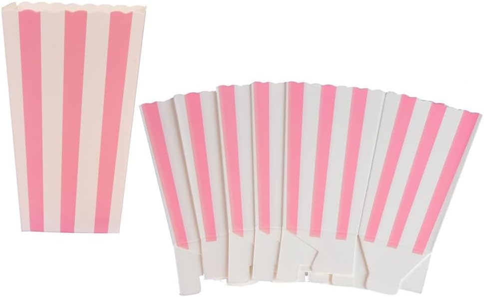 Striped Paper Popcorn Boxes for Party