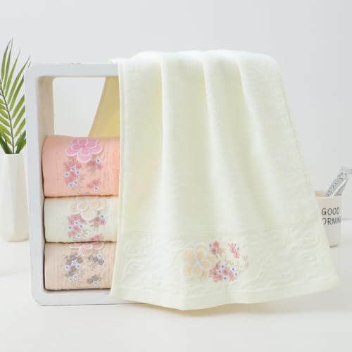 Embroidered Floral Pattern 100% Cotton Absorbent Soft Decorative Towel for Bathroom