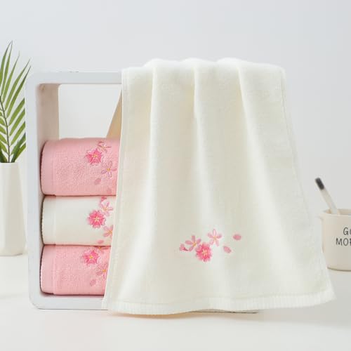 Embroidered Floral Pattern 100% Cotton Absorbent Soft Decorative Towel for Bathroom