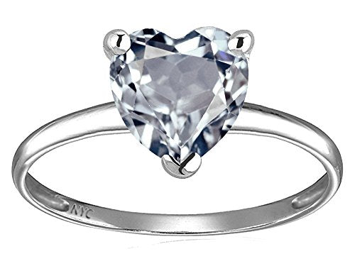 Solid 14k White Gold Heart Shape Ring