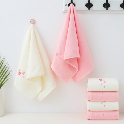 Embroidered Floral Pattern 100% Cotton Absorbent Soft Decorative Towel for Bathroom