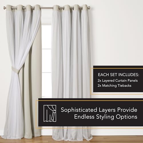 Exclusive Home Catarina Layered Solid Room Darkening Blackout and Sheer Grommet Curtain Panel