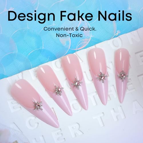 Press on Nails Ballerina Rhinestones Fake Nails Extra Long Stiletto Acrylic Nails Glossy Artificial Glue on Nails for Women