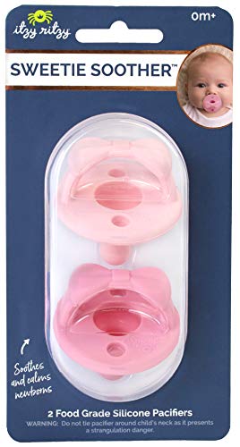 Silicone Pacifiers for Newborn - Sweetie Soother Pacifiers Feature Collapsible Handle & Two Air Holes for Added Safety