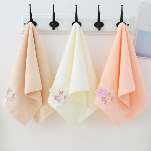 Embroidered Floral Pattern 100% Cotton Absorbent Soft Decorative Towel for Bathroom