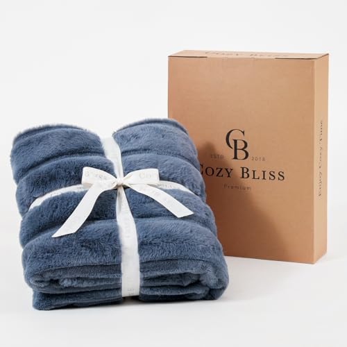 Cozy Bliss Faux Fur Throw Blanket Cozy Warm Plush Striped