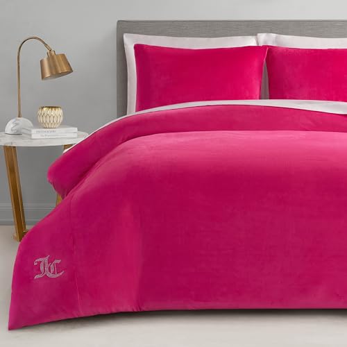 Juicy Couture Solid Velour 3-Piece King Comforter Set – Luxurious Bedding Ensemble