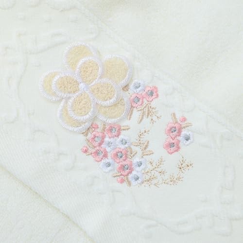 Embroidered Floral Pattern 100% Cotton Absorbent Soft Decorative Towel for Bathroom