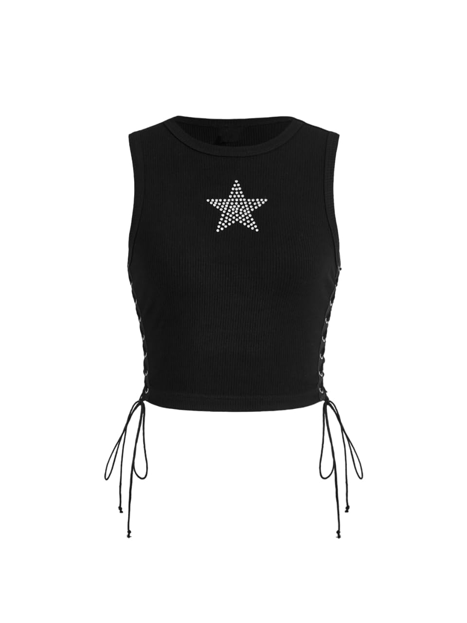 Women's Tank Tops Y2K Sleeveless Ribbed Star Crop Tank Top