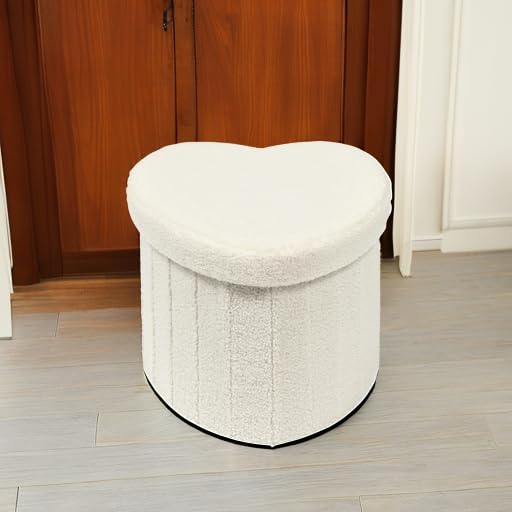 Flower-Shaped Storage Ottoman – Boucle Footstool & Seat for Living Room & Dorm