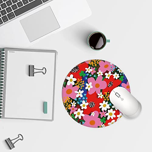 Y2K Aesthetic Small Mouse Pad - Washable Round Cloth Mousepad for Office Laptop Computer, Non-Slip Rubber Base