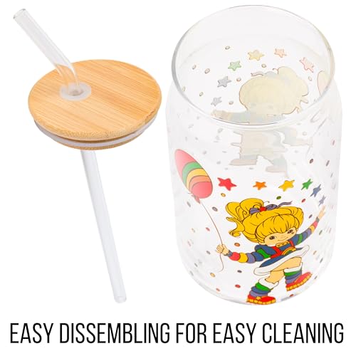 Sanrio Glass Jar Tumbler with Bamboo Lid and Glass Straw, 16 Ounces