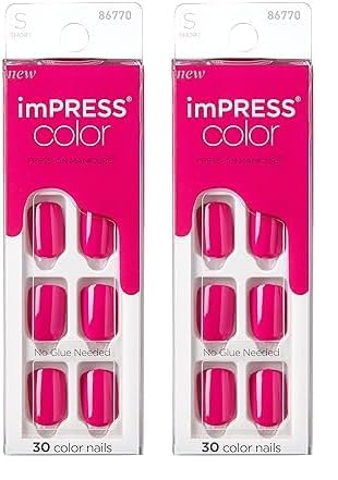 KISS imPRESS No Glue Mani Press On Nails, Short Size Squoval Shape, Includes 30 Nails