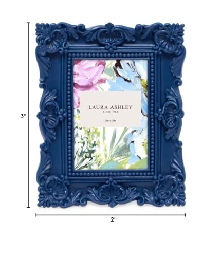 Laura Ashley 2x3 Ornate Resin Picture Frame – Handcrafted Floral Design with Easel for Tabletop and Wall Display