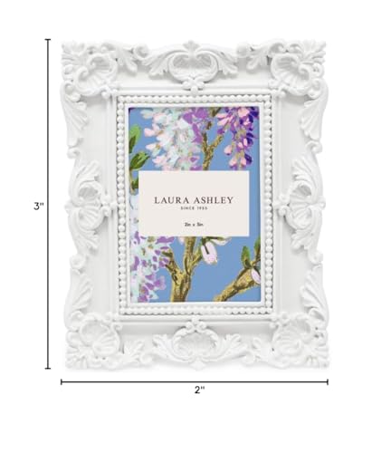 Laura Ashley 2x3 Ornate Resin Picture Frame – Handcrafted Floral Design with Easel for Tabletop and Wall Display