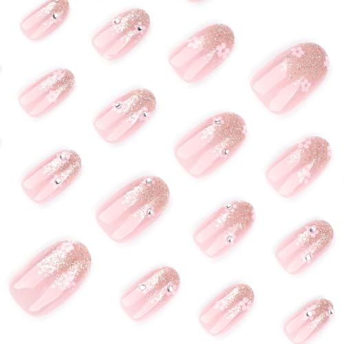 Press on Nails Ballerina Rhinestones Fake Nails Extra Long Stiletto Acrylic Nails Glossy Artificial Glue on Nails for Women