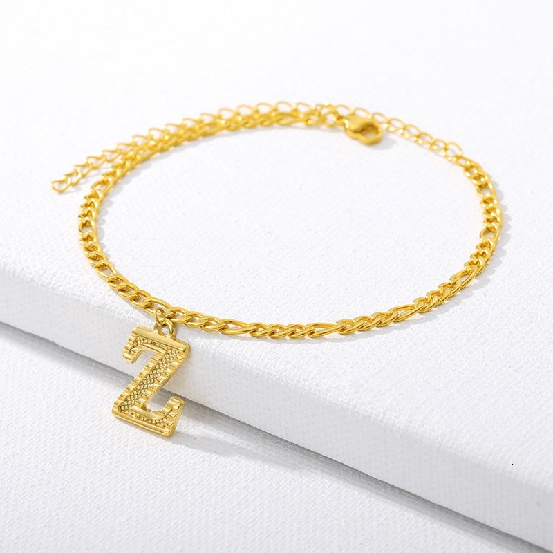 Initial Gold Letter Anklet Alphabet Pendants