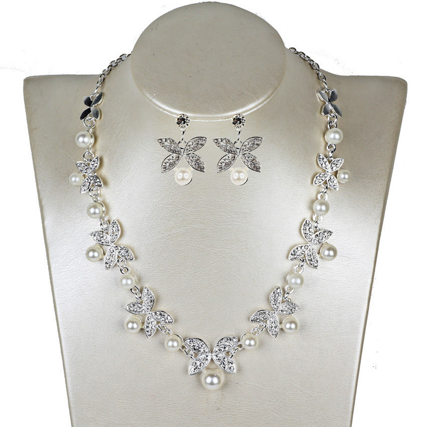 New Pearl Butterfly Necklace, Earrings