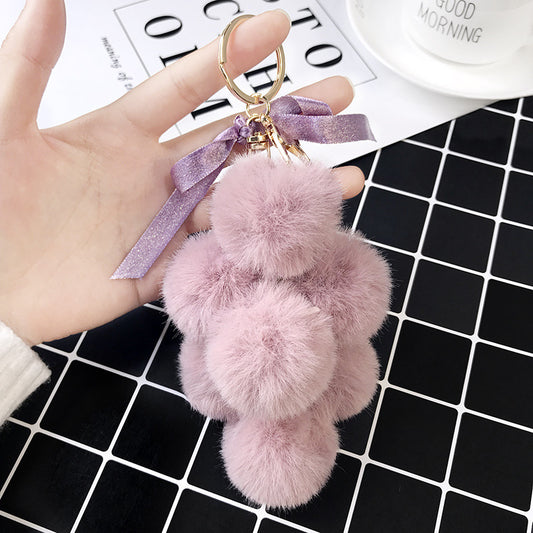 Fabric Bow Grape Keychain