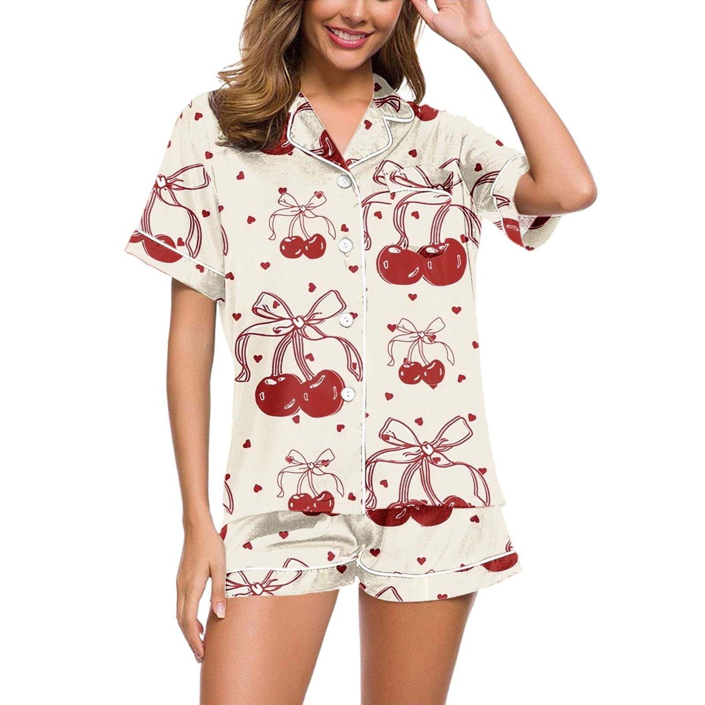 Digital Printing Women's Short-Sleeved Outerwear and Shorts Set