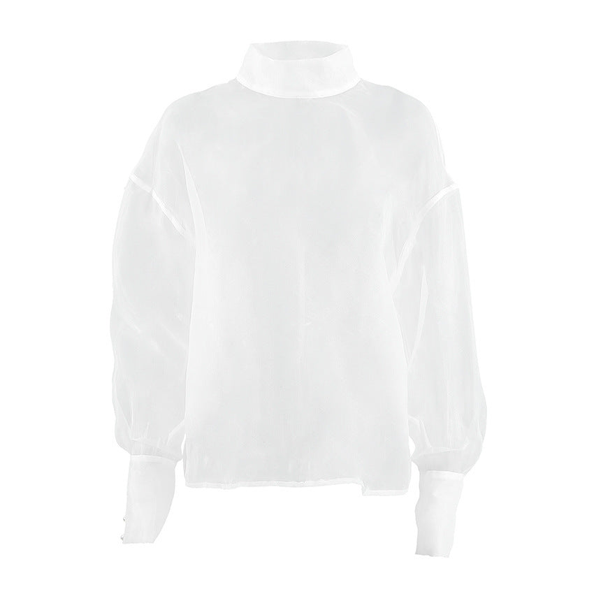 Women's Sheer Mesh Long-sleeved Shirt