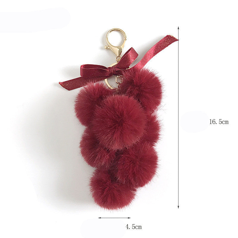 Fabric Bow Grape Keychain