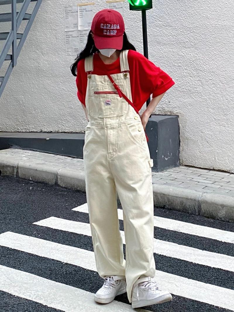 Retro White Strappy Jeans