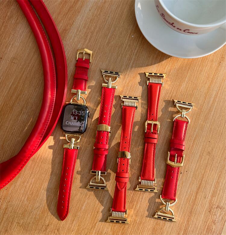 Red Leather Wristband