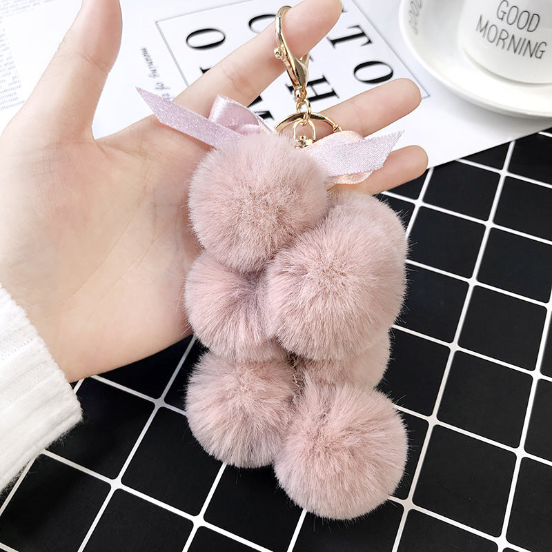 Fabric Bow Grape Keychain