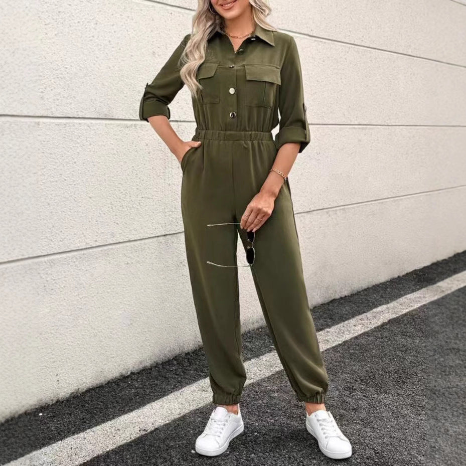 Women's Long-sleeved Shirt Jumpsuit