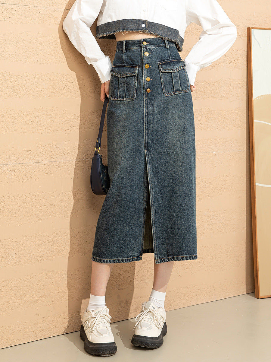 High Waist Work Clothes Denim Skirt For Women