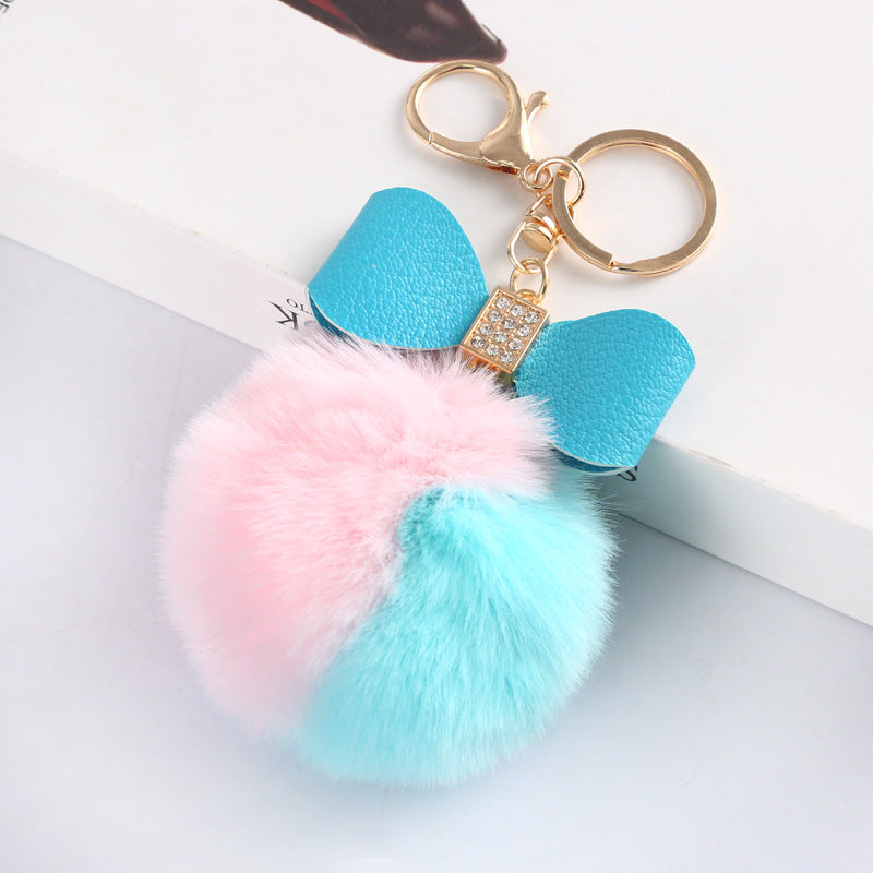 Fashion Fluffy Ball & Bow Keychain