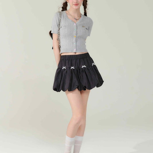 Women’s Bow Elastic Waist A- Line Bud Skirt