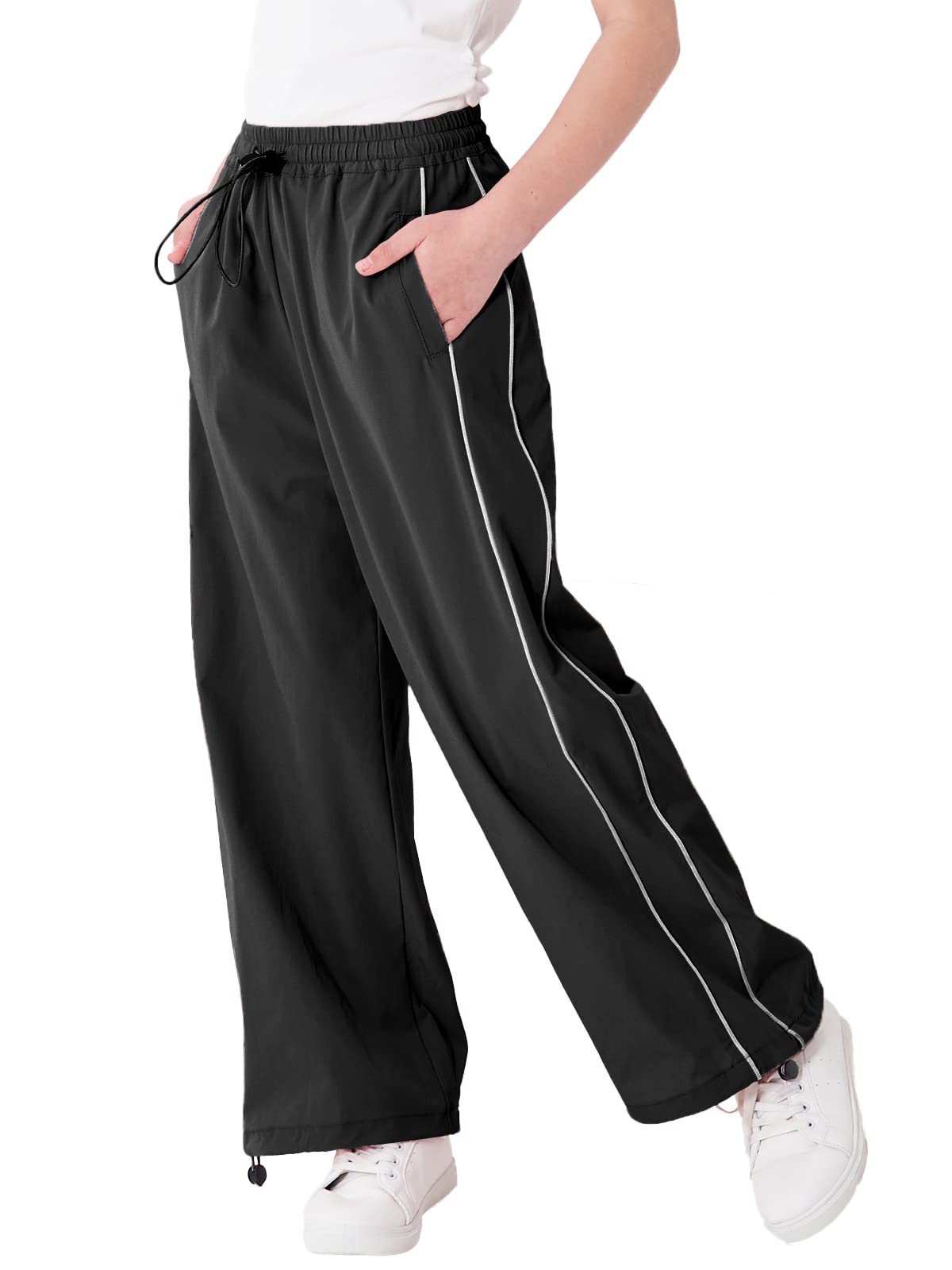 Girls Y2K Parachute Pants for Cargo Trousers with Pockets Harajuku Jogger Pants