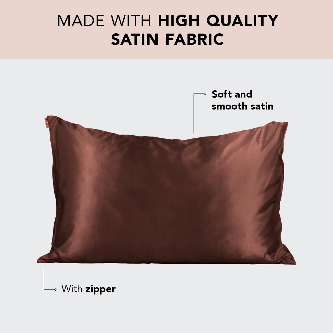 Satin Pillowcase with Zipper Standard Size 19"x26"