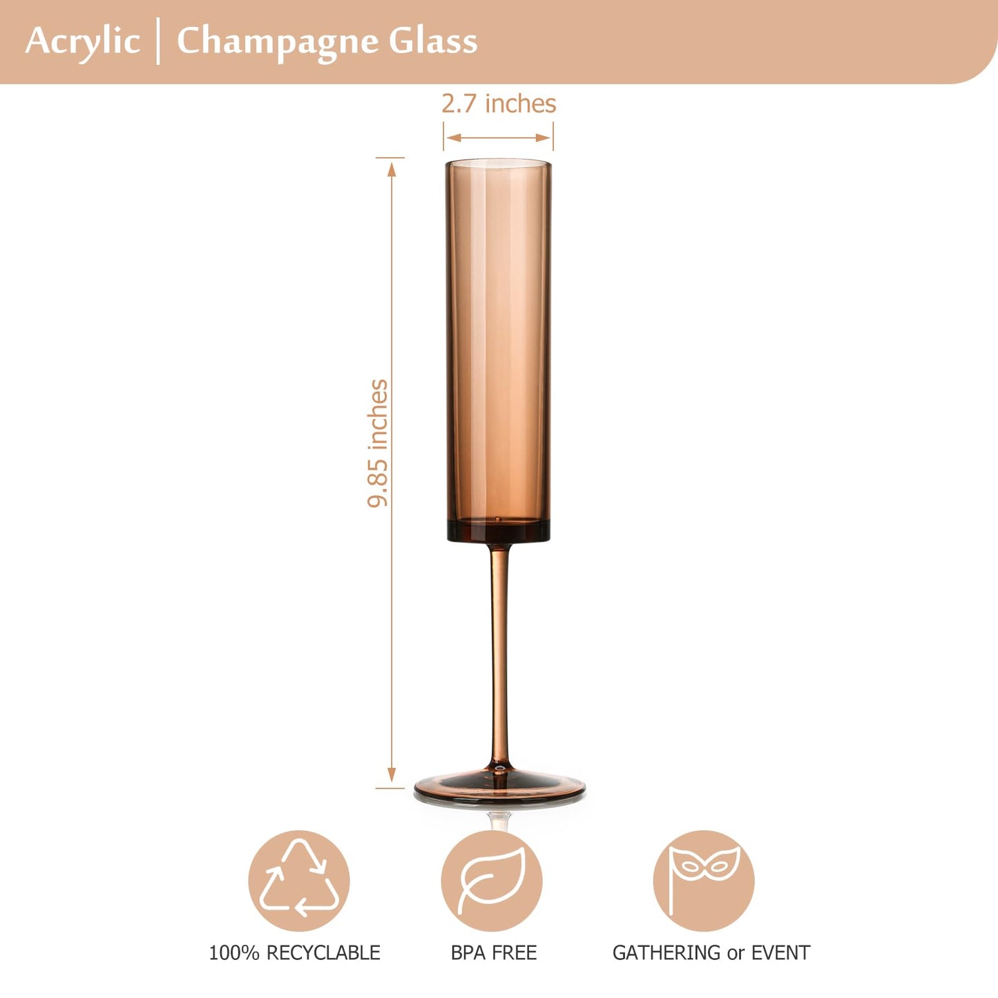 Reusable Acrylic Toasting Glasses - Stemmed Coupes Square