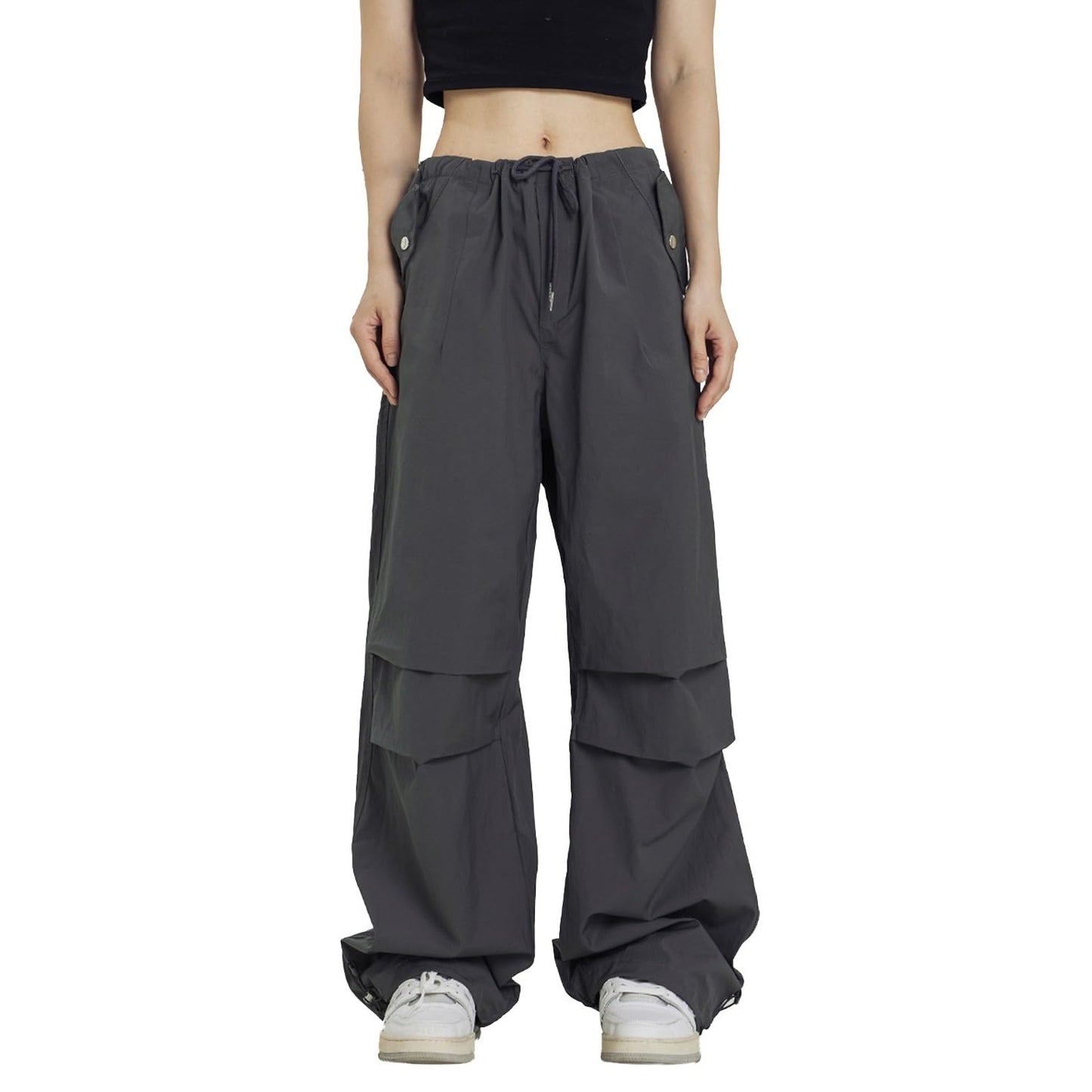 Girls Y2K Parachute Pants for Cargo Trousers with Pockets Harajuku Jogger Pants