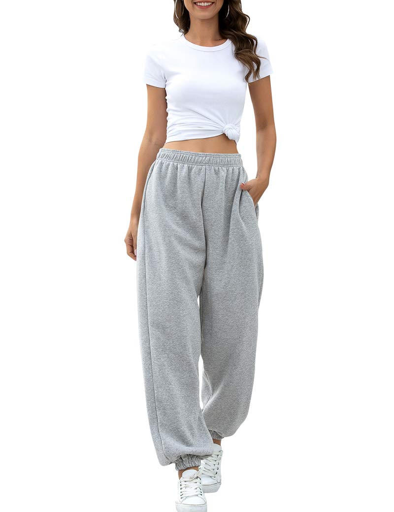 Women's High Waisted Sweatpants Workout Active Joggers Pants Baggy Lounge Bottoms