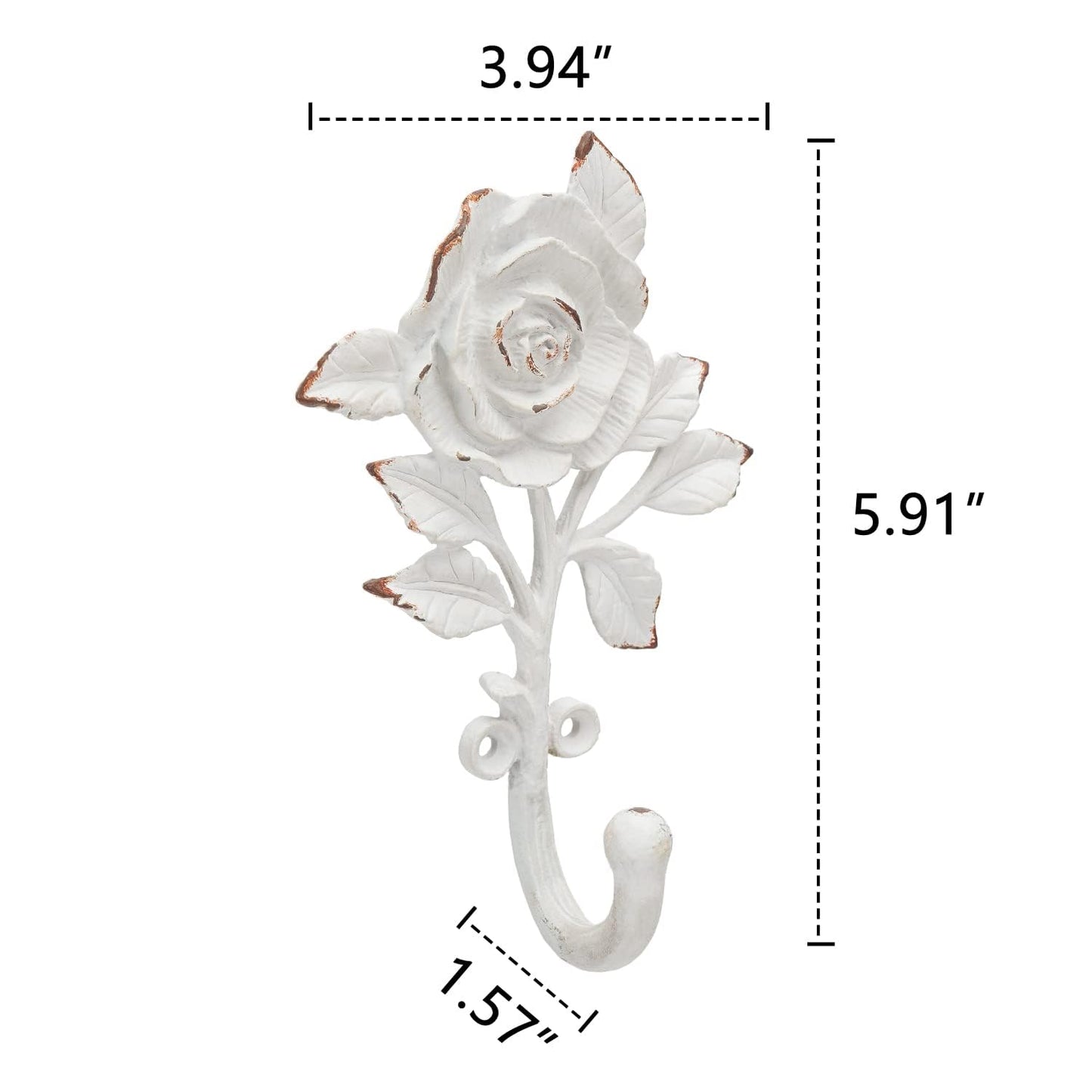 Single Hooks 3D Flower Retro Ornate Style for Room Wall Mounted Decoration 2Pcs