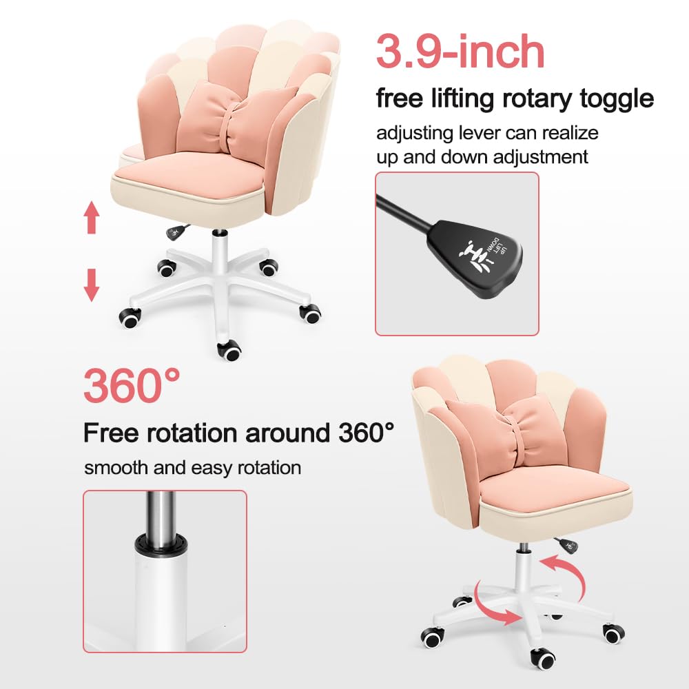 Cute Petal Desk Chair, Modern Fabric Home Butterfly Height Adjustable Chair