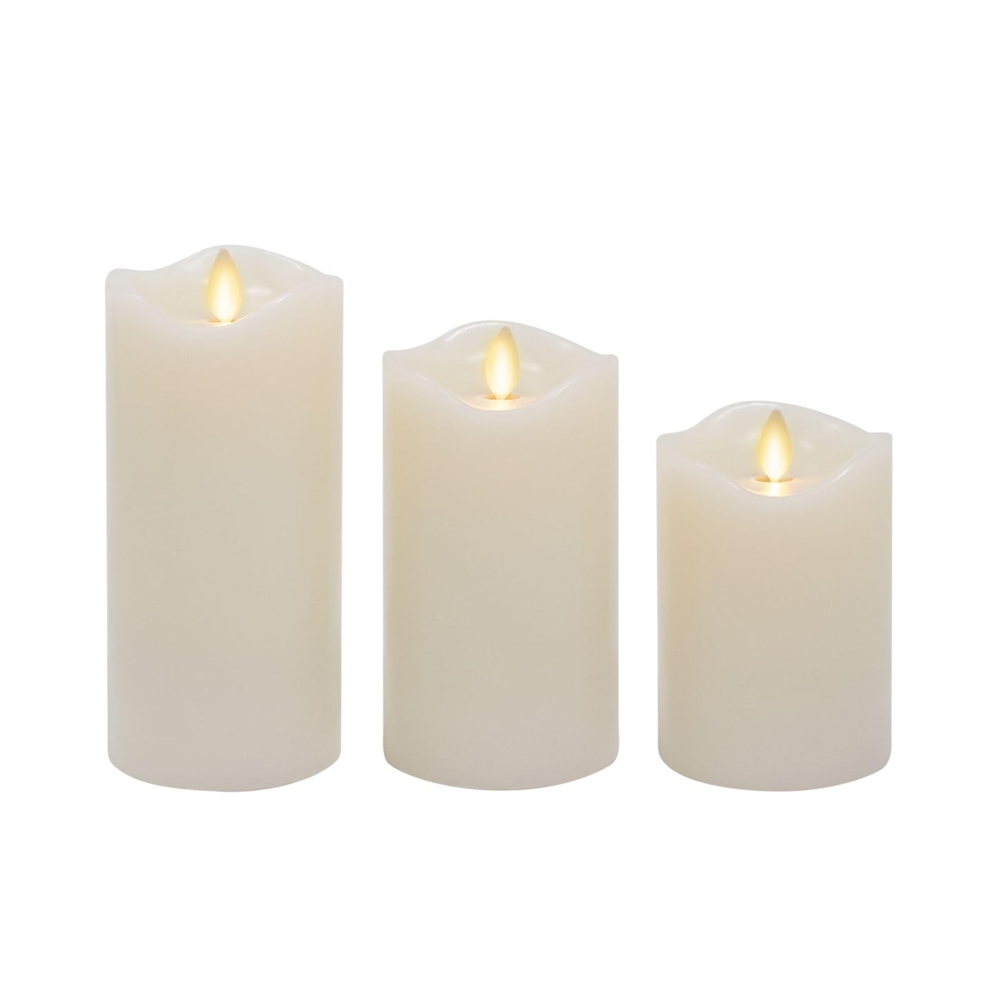 Flameless LED Flickering Battery Candle Moving Flame Pillar, Melted Edge, Real Wax Smooth Finish