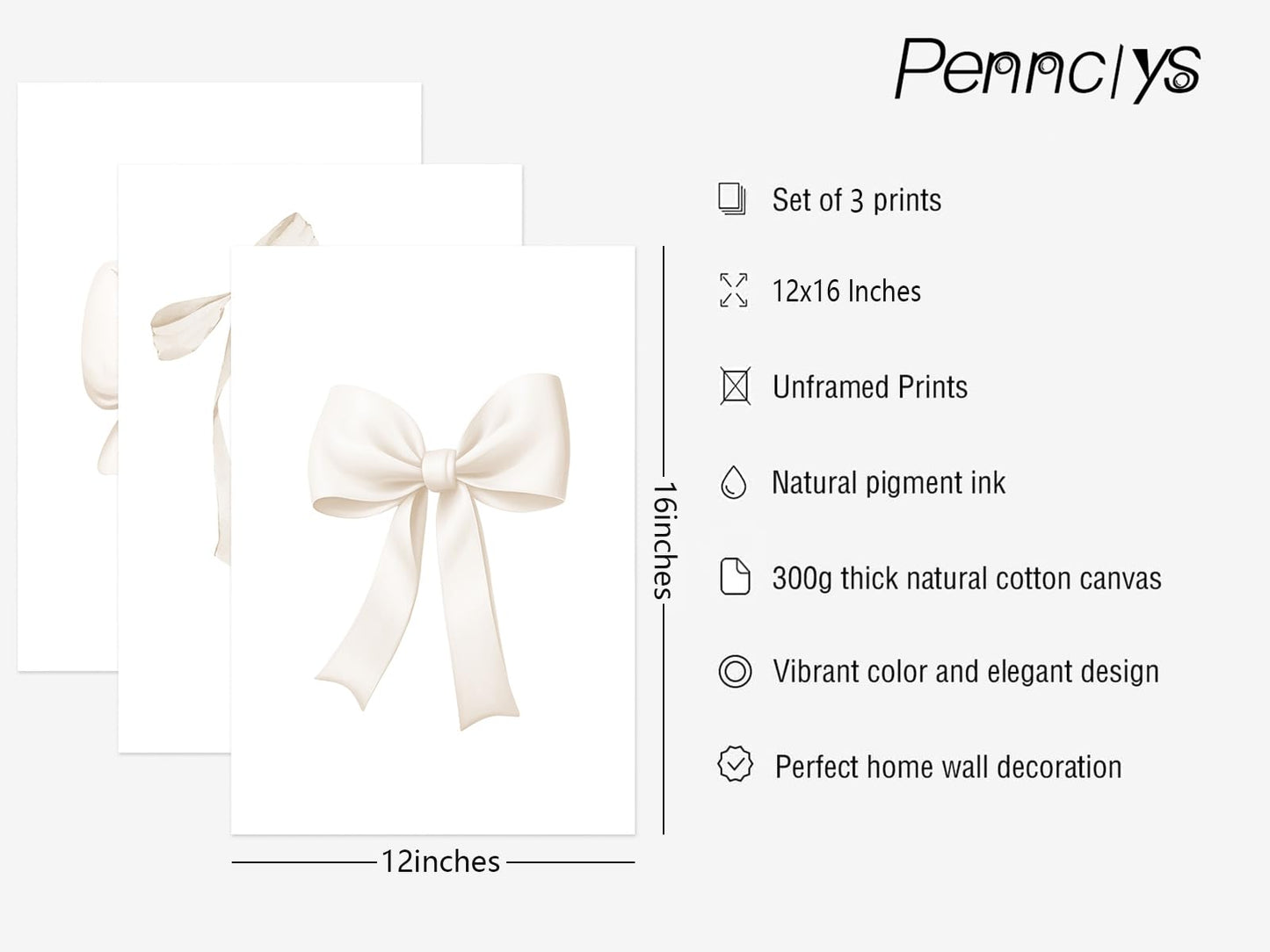 Wall Art Beige Bow Poster Prints