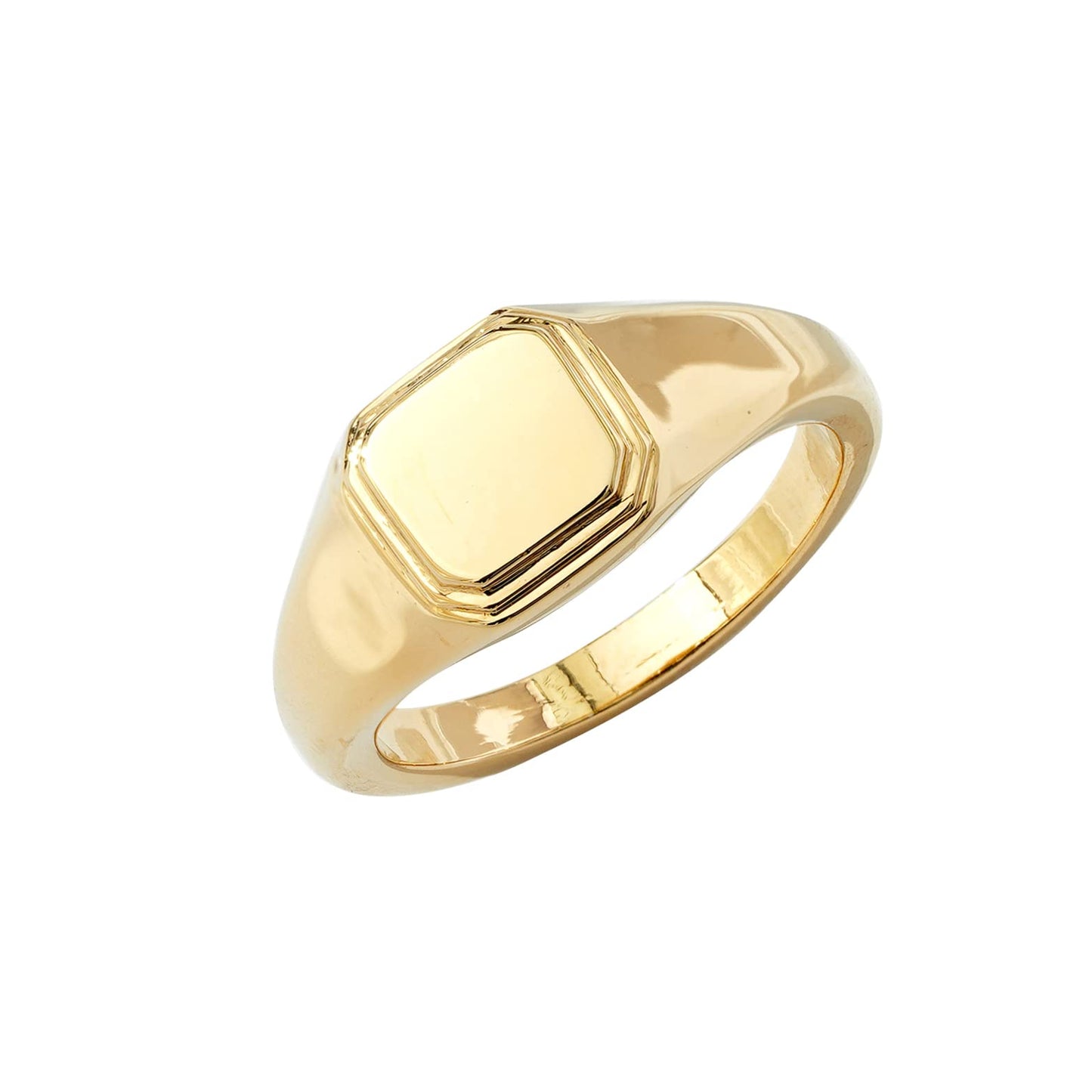 Plated 14K Sterling Silver Round Signet Ring